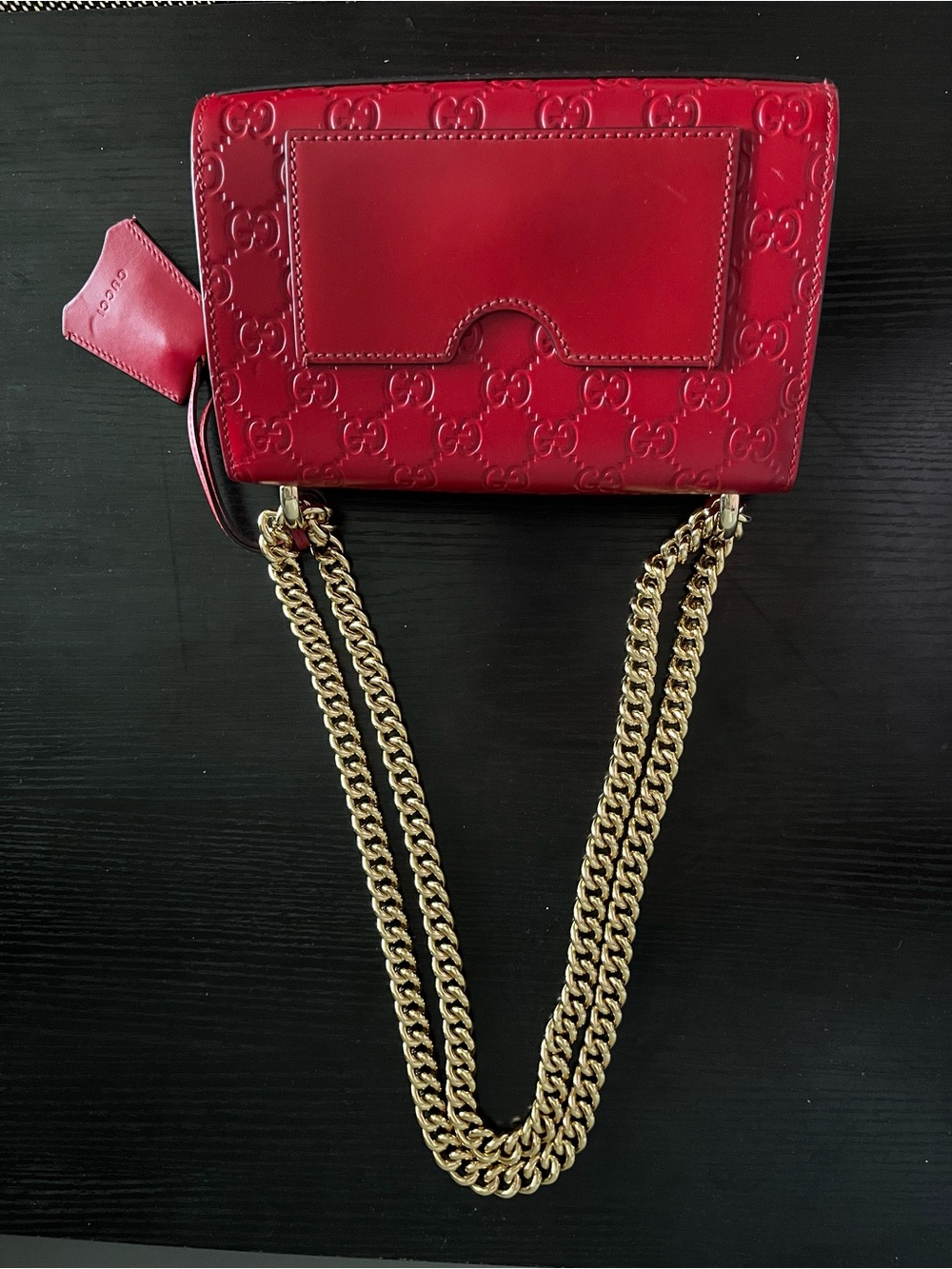 Gucci Guccissima Small Red Padlock Chain Shoulder Bag - Picture 3 of 13
